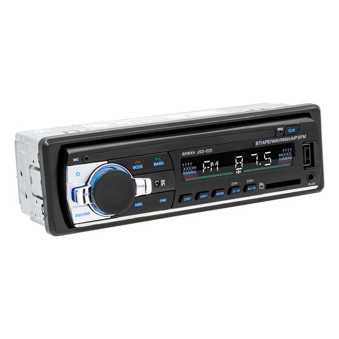 JSD-520 Car Radio MP3 Player USB SD Card AUX IN FM bluetooth Lossless Music Clock Display 7 Color Li