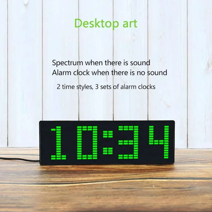 Black - Color LED Music Spectrum Electronic Clock RGB LEDs USB Voice Control Rhythm Light 1624RGB Pi