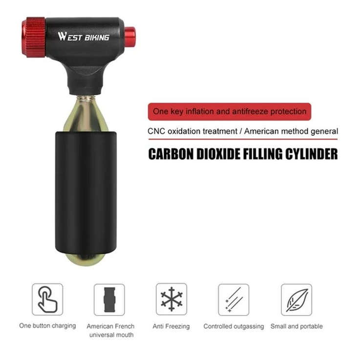 Blue - WEST BIKING Portable Mini Bike Pump Ultralight Air CO2 Inflator Cycling Pump Bike Ball Pump