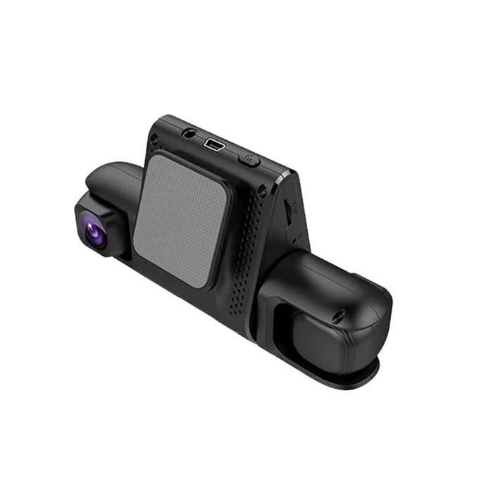 Black - 1080P Triple Lens Car Dash Cam Dashcam Front Inside & Rear HD Car DVR 120 Angle Loop Recordi