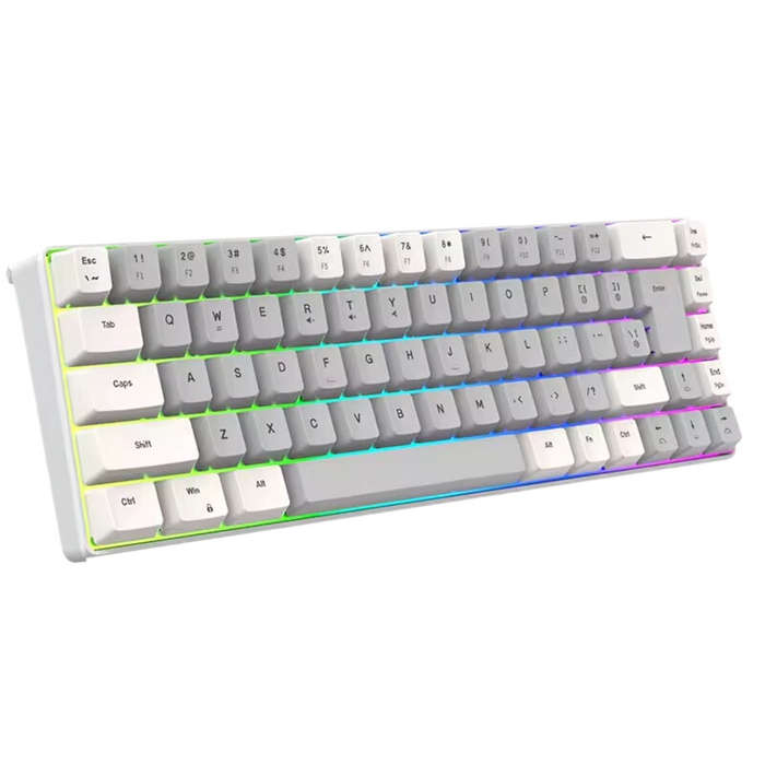 Grey/White - Y-FRUITFUL K701 68 Keys Mechanical Keyboard Type-C Wired RGB Backlit Double Injection K