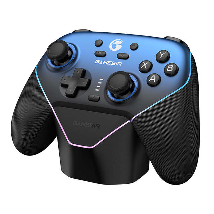 Blue - GameSir Super Nova Tri-mode Game Controller with RGB Light Hall Effect Joysticks and Triggers