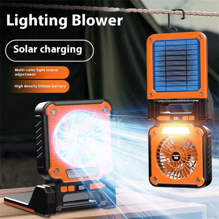 Orange - IPRee Solar Outdoor Fan Camping Light Portable Usb Tent Lighting LED Multifunction Camping