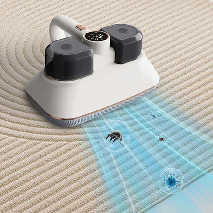 White - Tevorex Mattress Vacuum Bed Vacuum Cleaner With UV-C Light & Ultrasonic USB Charging Cordles