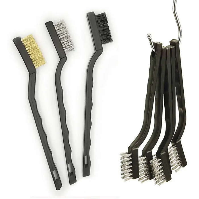 15PCS Wire Brush Set Stainless Steel Brass & Nylon Curved Handle Brushes for Cleaning Welding Slag &