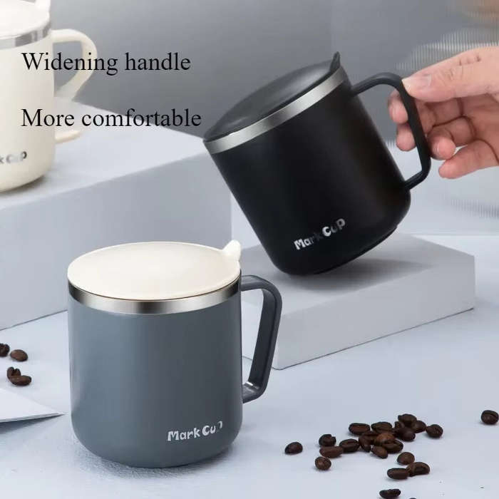 Black - IPRee 400ml Portable Thermal Water Bottle 304 Stainless Steel Coffee Thermos Cup with Handle