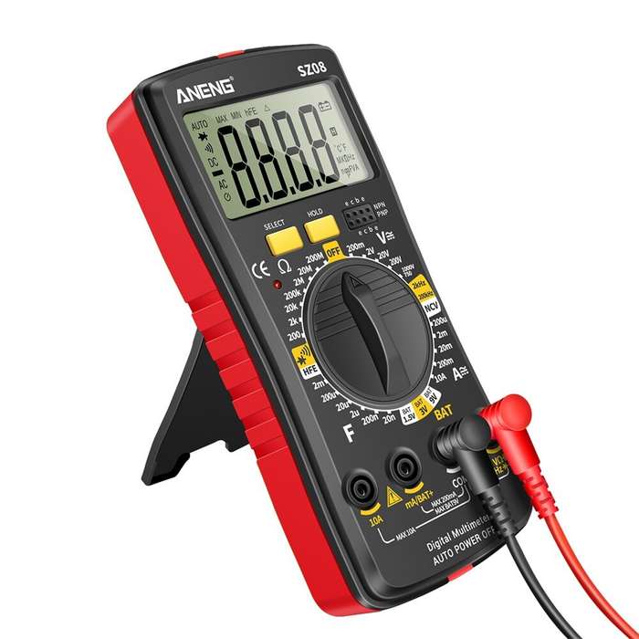 Red - ANENG SZ08 Ultra-thin Split LCD Digital Multimeter Tester with Stowable Test Pen AC/DC 220V Pr