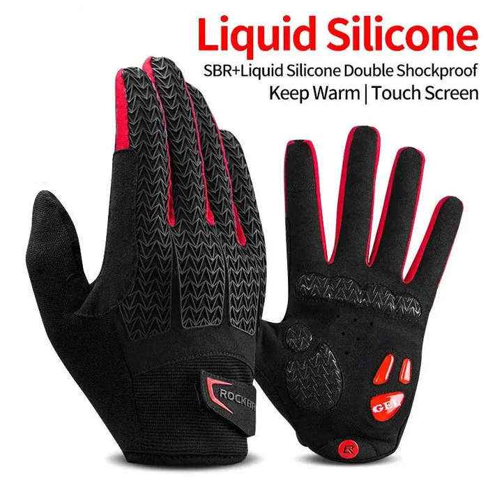 2XL - ROCKBROS Screen Touch Cycling Gloves GEL Liquid Silicone Palm Windproof Terry Design Riding Wa