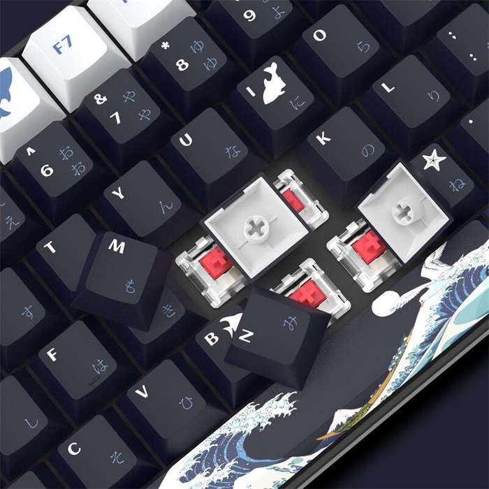 XVX 132 Keys Black Coral Sea PBT Keycap Set Cherry Profile Sublimation Japanese Custom Keycaps for M