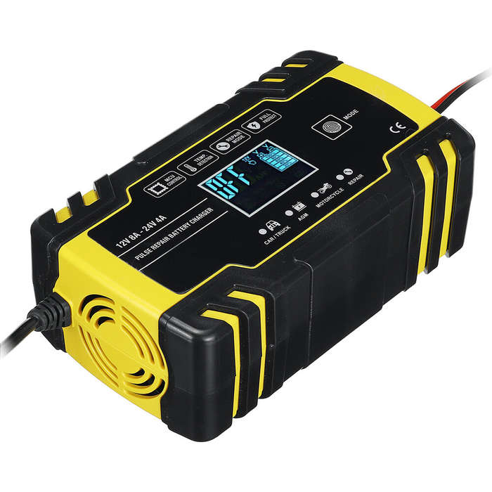 Black - iMars 12V 24V 8A 4A Touch Screen Pulse Repair LCD Battery Charger For Car Motorcycle Lead Ac