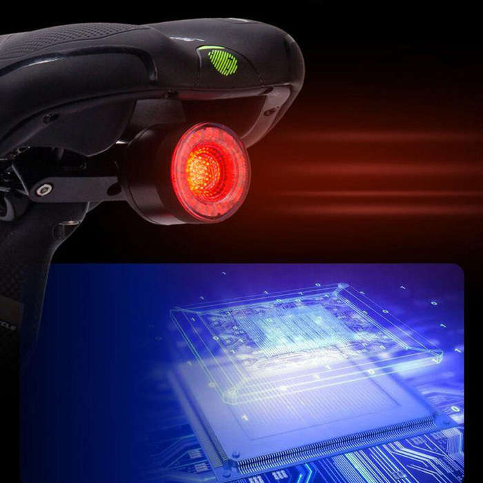 Black - BIKIGHT Wireless Smart Brake Sensing Bike Taillight 600mAh Battery 15 Light Modes USB-C Rech