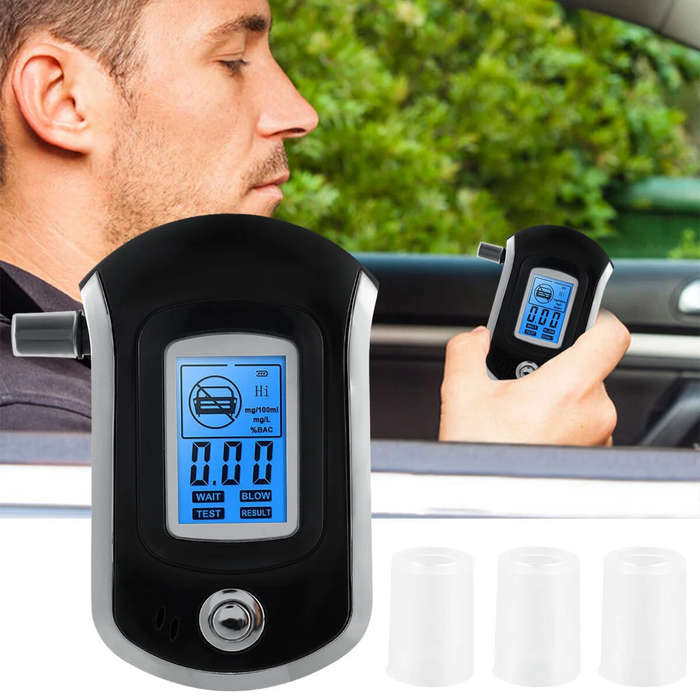 #1 - Mini Breath Alcohol Tester Portable Drunk Driving Detector Alcohol Tester with 5 Mouthpieces Pr
