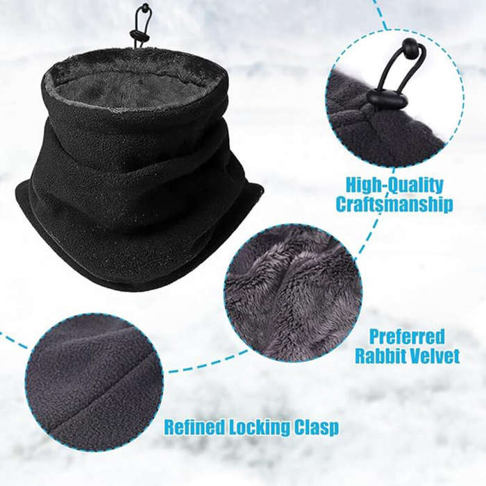 Dark Grey - TENGOO 1pc Winter Thickened Fleece Outdoor Cycling Scarf, Warm Neck Gaiter, Windproof Du