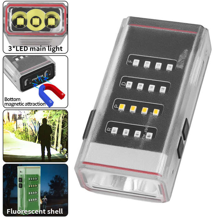 White - Multifunctional Handheld Flashlight With Super Bright Side Light Multi-color Outdoor Lightin
