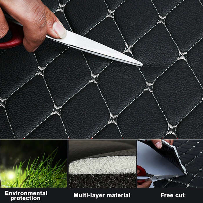 Red - 4pcs Universal Leather Car Floor Mats Car Floor Mats 5 Seater Non-slip Floor Liners Interior A