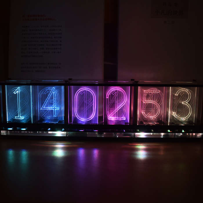 Geekcreit Upgrade Boldfaced Word Imitate Glow Clock Full Color RGB Glow Tube Clock LED Music Spectru