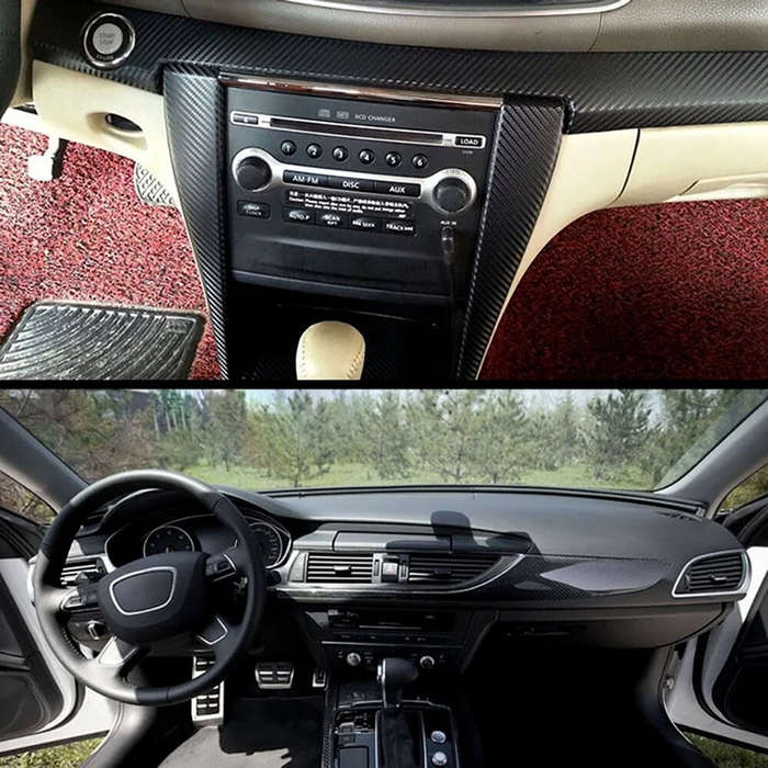 Red - 30x127cm 3D Carbon Fiber Style Car Stickers Roll Wrap Motorcycle DIY Styling Vinyl Colorful De