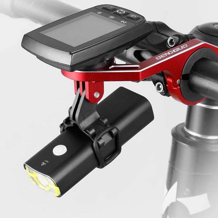 Red - Aluminum Bicycle Mount Holder Multifunctional Firm Front Bike Holder for Bike Computer Light