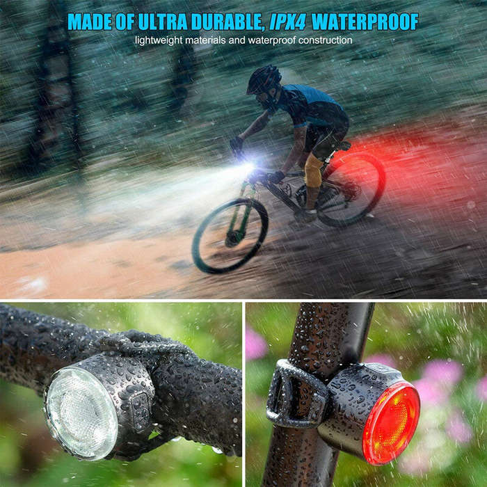 red light - Smart Bike Taillight 12 LED Lamp Beads 6 Light Modes 500mAh Battery Waterproof Bicycle W