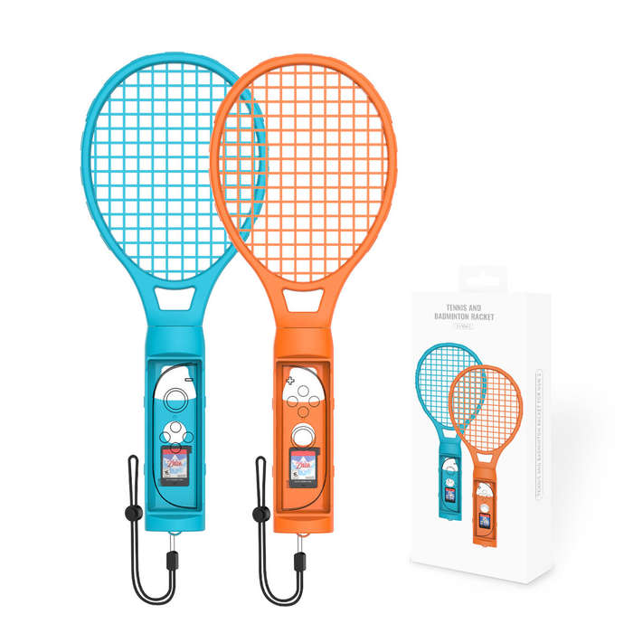 Black - JYS JYS-NS2266 Switch2 Tennis Racket Grips Left and Right Dual Handles Mario Game Tennis Rac