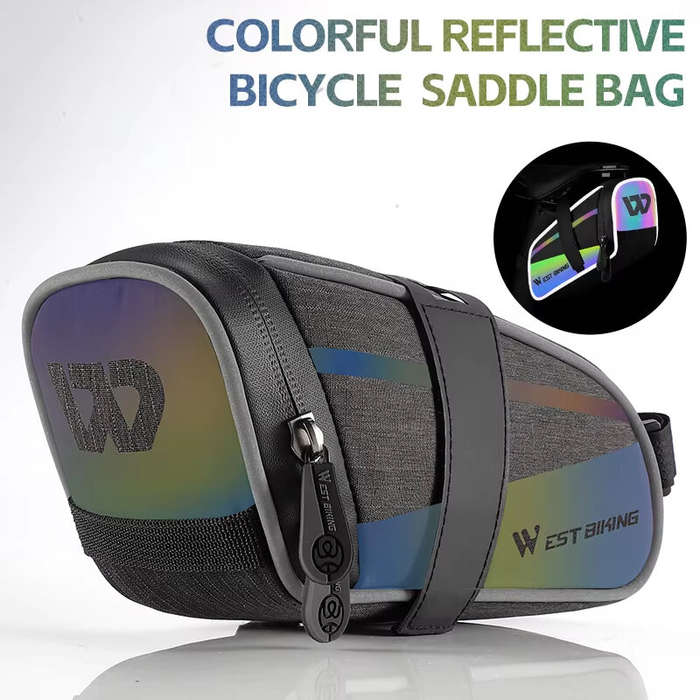 Colorful - WEST BIKING 1.8L Colorful Reflective Bicycle Saddle Bag Waterproof Portable Cycling Tool