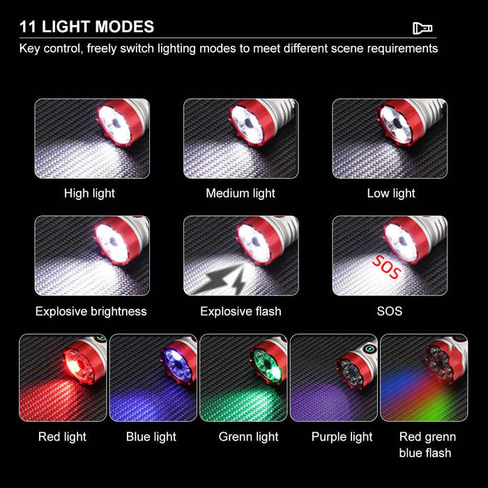 Black - F473 7*XPG LED Powerful Mini Keychain Flashlight 1 Modes EDC Torch Aluminum Alloy 1Colorful