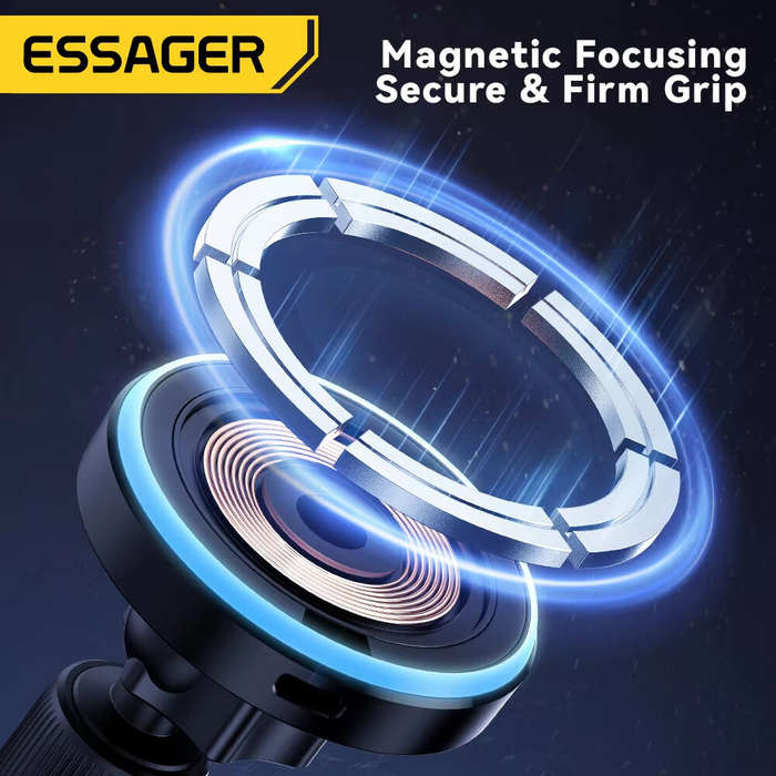 Air Outlet Model - ESSAGER Magnetic Wireless Charger Car Holder RGB Color Lighting 360 Free Rotation