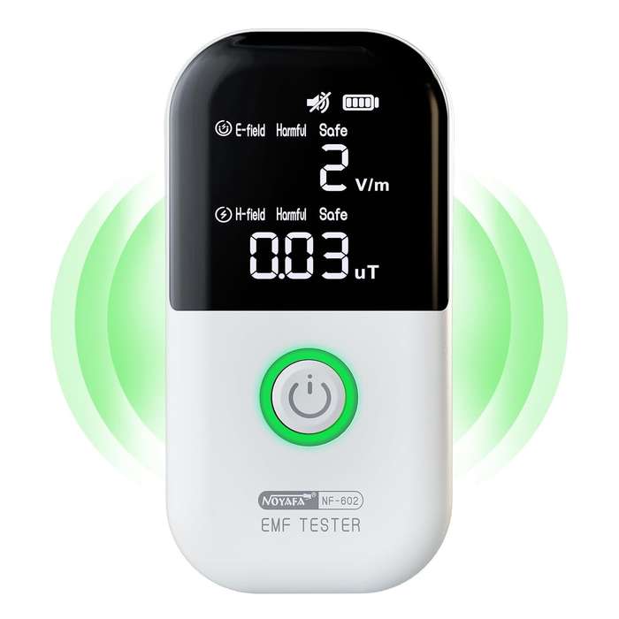 white - NOYAFA Upgraded EMF Meter Rechargeable Electromagnetic Field Radiation probe with High Preci