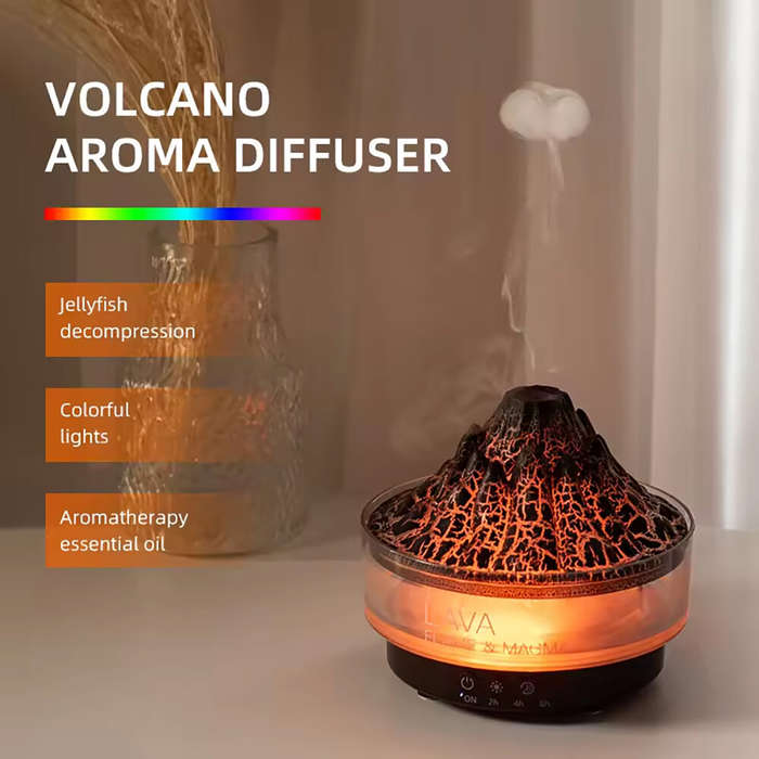 #B - Household Humidifier USB Colorful Simulation Flame Aromatherapy Machine Bedroom Remote Control