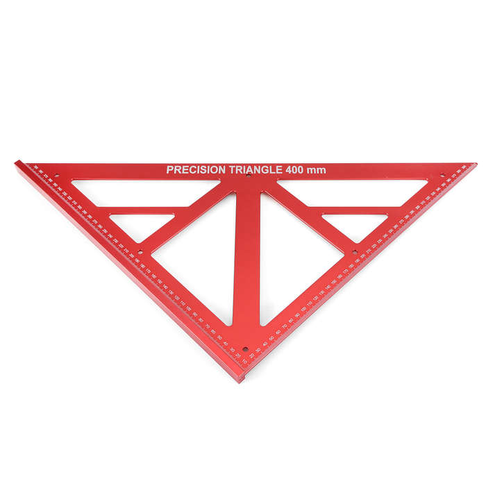 Red - 16 Inch 400mm Woodworking Triangle Measuring Ruler Aluminum Alloy Red High Precision 90/45 Deg