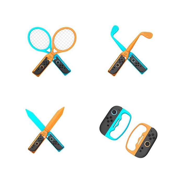 Blue/Orange - For Switch2 Sports 18-in-1 Tennis Racket + Strap + Detachable Grip IPLAY HBS-522
