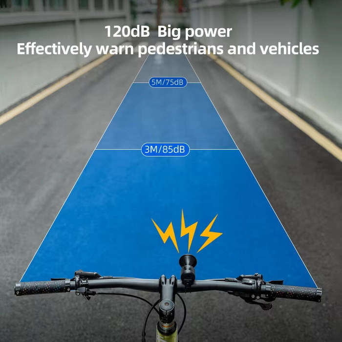 Black - ROCKBROS EH-2PLUS 120dB Electronic Bicycle Bell Ring High Sound IPX4 Waterproof Horn Cycling