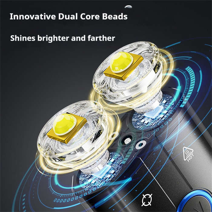 Black - Warsun X608S 4180LM Ultra Bright LED+COB Flashlight Built-in 6000mAh Battery Type-C Recharge