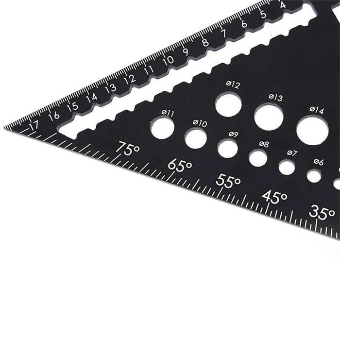 Black - Woodworking Tools Aluminum Alloy Triangle Ruler Hole Square 45 90 Degree Angle Square High P