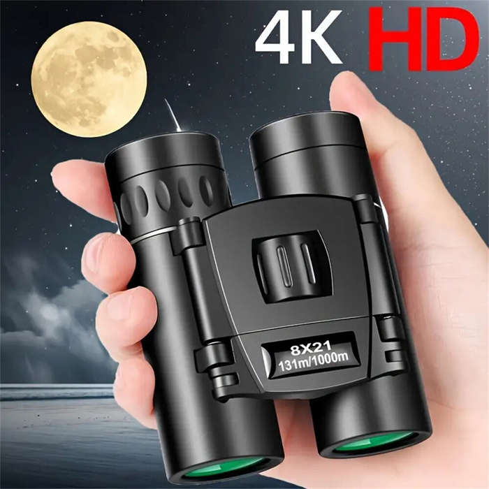 Black - IPRee HD Zoom Binoculars, 8X21 Long Range Telescope with Compact Folding Design for Outdoor