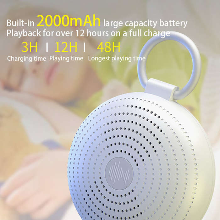 White - Rechargeable White Noise Machine with 7 Colors Night Light, Portable Sound Machine for Baby