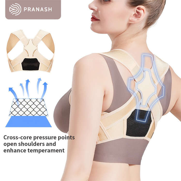 S/M - PRANASH X2 Upgraded Posture Corrector Adjustable Back Support Belt Spine Back Shoulder Brace S