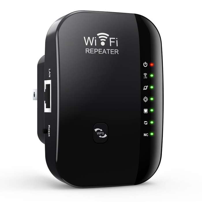Black - 300M WiFi Repeater Wireless Signal Booster Long Range Wifi Extender Router for PC Laptop TV