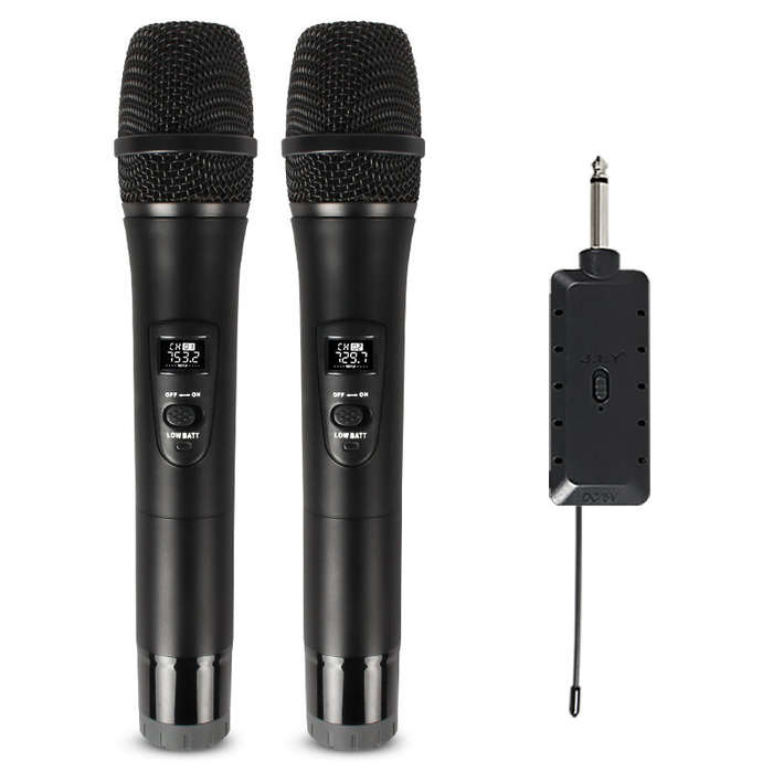 Gold - LEORY E8 2 Wireless Microphone VHF Professional Mic Transmitter Receiver DJ For Square Speake