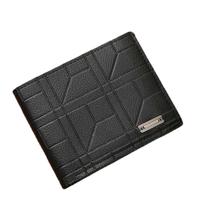 Black - Men Bifold Wallet Fashion Soft PU Leather Money Clip Multicard Slot Card Holder Thin Purse S