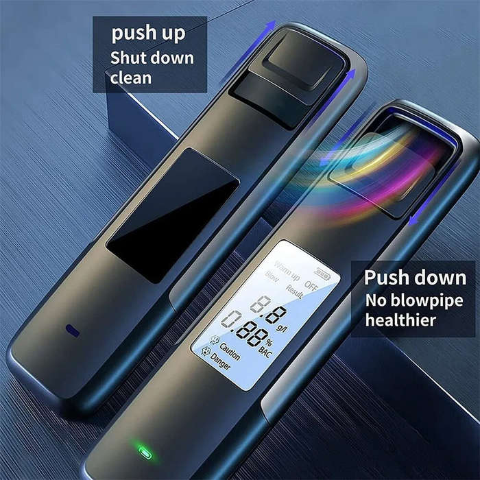 Black - Non-Contact Alcohol Tester with Digital Display USB Rechargeable Portable Alcohol Tester Ana