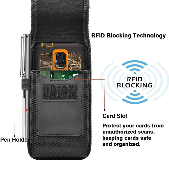 XXL - Vertical 5-7.5 inch Phone Holster Case Waist Bag with Belt Clip Portable Nylon Pouch Cover L-X