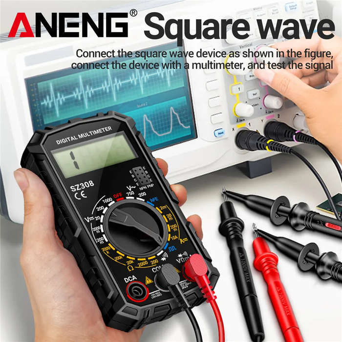 Red - ANENG SZ308 Digital Multimeter Handheld AC/DC Voltage Current Resistance Ammeter with Diode Wa