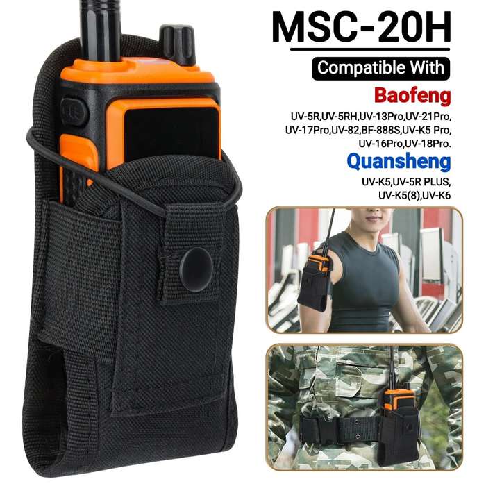 Black - MSC-20H Tactical Walkie Talkie Pouch Radio Pouch Holder Pocket Portable Outdoor Sports Waist