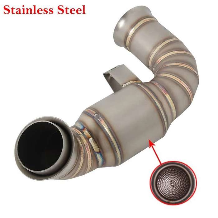 #1 - Slip On Motorcycle Exhaust Middle Link Pipe Stainless Steel Heat Resistant Finish Replacement F