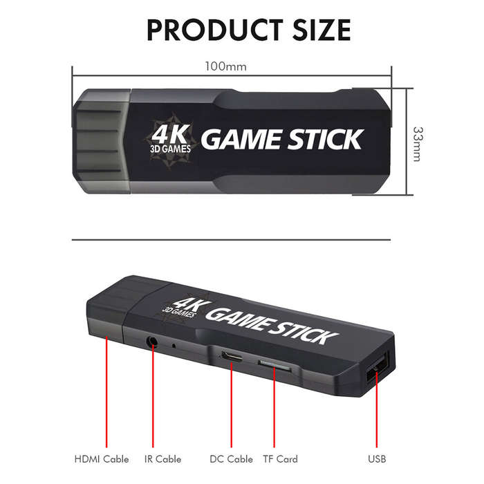 Ampown GD10 Retro TV Game Console 128G 4K 60fps HD HDMI Output Ultra Low Latency TV Game Stick 2.4G