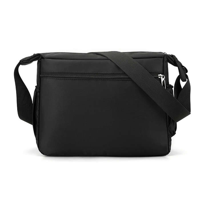Black - Waterproof Nylon Men Crossbody Bag Large Capacity Multiple Pockets Zipper Shoulder Bag Fashi