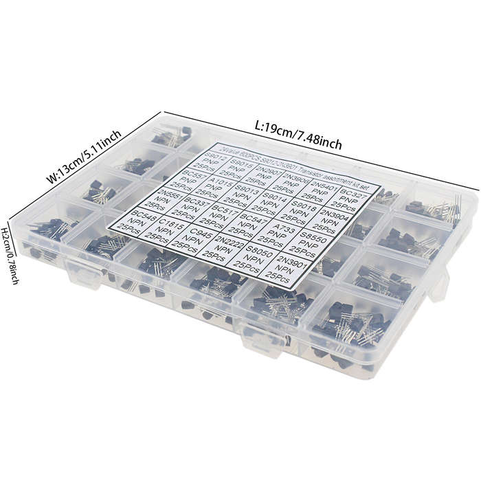 with box - 600PCS S9012 2N3901 NPN PNP Transistor Assortment Kit TO-92 10V High Quality Components W