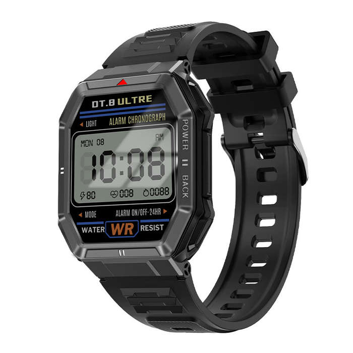 Black - DT108 1.96inch HD Screen GPS Track AI Voice Assistant bluetooth Call Heart Rate Blood Oxygen