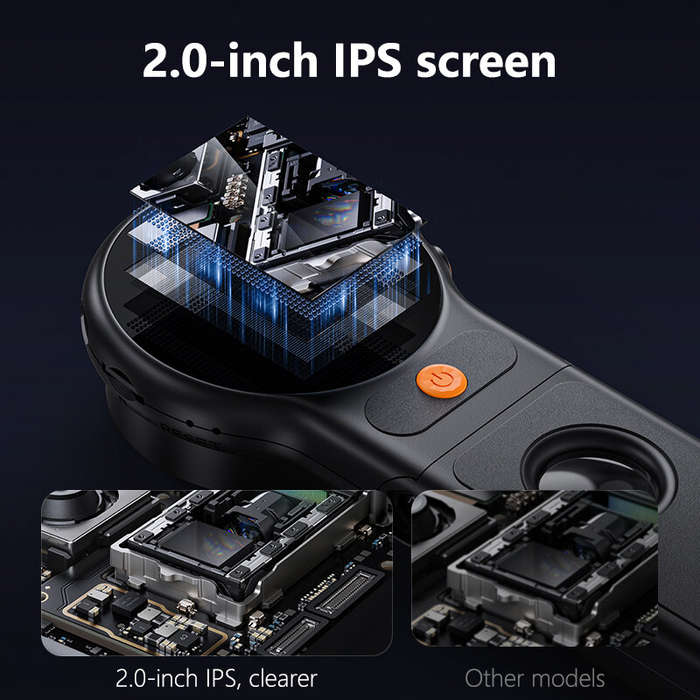 Black - Handheld Digital Microscope 500X Magnification Foldable 2MP Camera 2 Inch IPS Screen 8 LED A